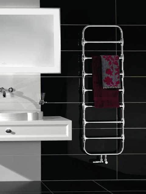 badkamer radiatoren, verchroomde handdoekstang, ronde radiator, chromen radiatoren